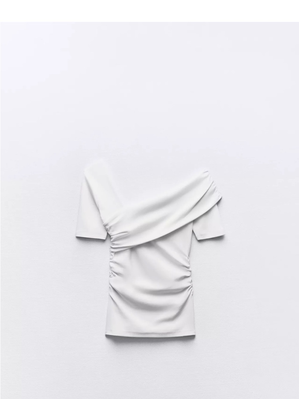 Zara White Off-Shoulder Ruched Top